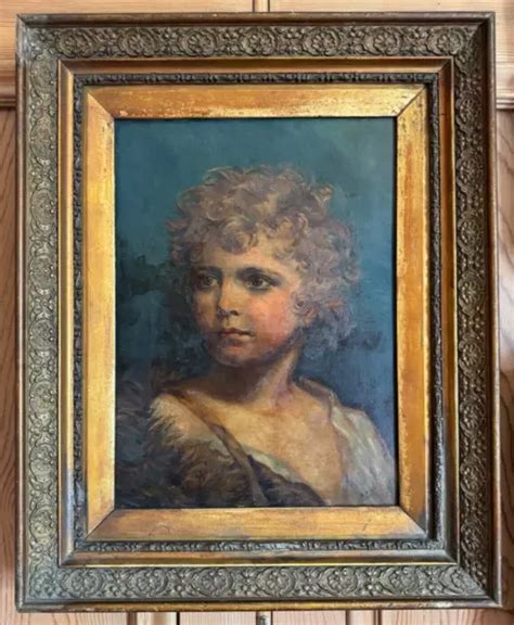 ANTIQUE OIL PAINTING unusual Victorian portrait of wild boy signed and frame $140.49 - PicClick AU