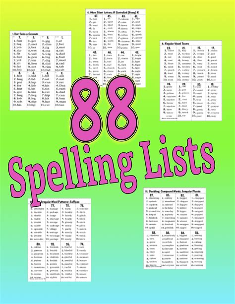 Lists Of Spelling Patterns – Free Patterns