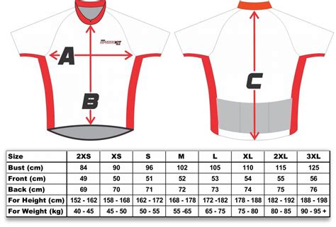 Cycling Jersey Size Chart - www.SportsKit.co.za