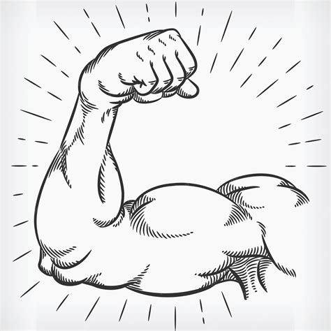 Premium Vector | Sketch Strong Arm Muscle Flexing Doodle