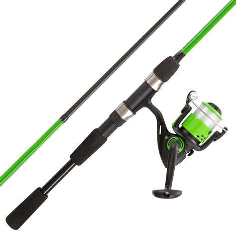 Green 6 ft. Fiberglass Fishing Rod and Reel Combo - Portable 2-Piece Pole with 2000 Aluminum ...