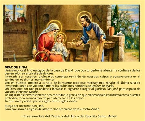 NOVENA A SAN JOSÉ OBRERO. Oración final | Patriarca san josé, San josé ...