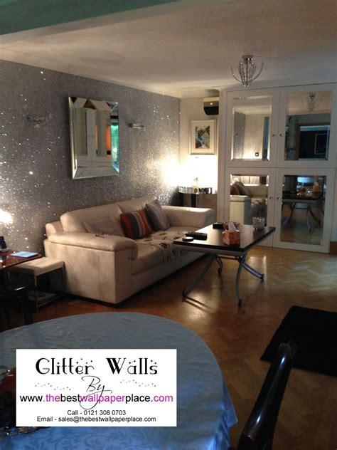 Silver #Glitterwallpaper sold by the metre; 147cm wide. Perfect for a ...