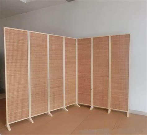 Wide and Large Decorative Freestanding Woven Bamboo 7 Panel Hinged ...