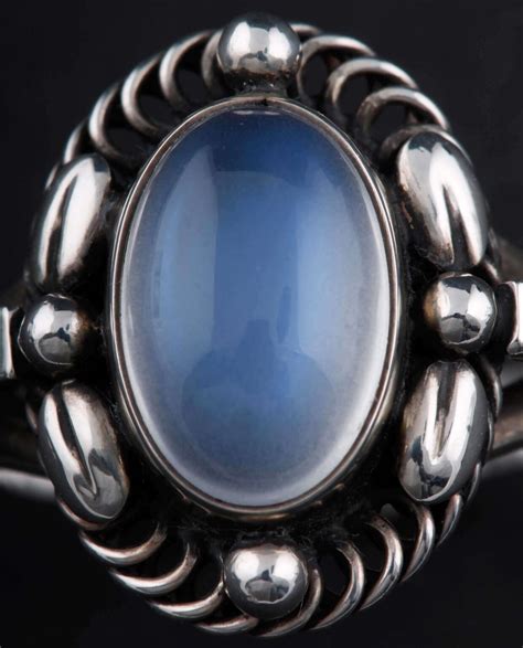 GEORG JENSEN Sterling Silver Ring with Moonstone # 1A | Copenhagen Silver