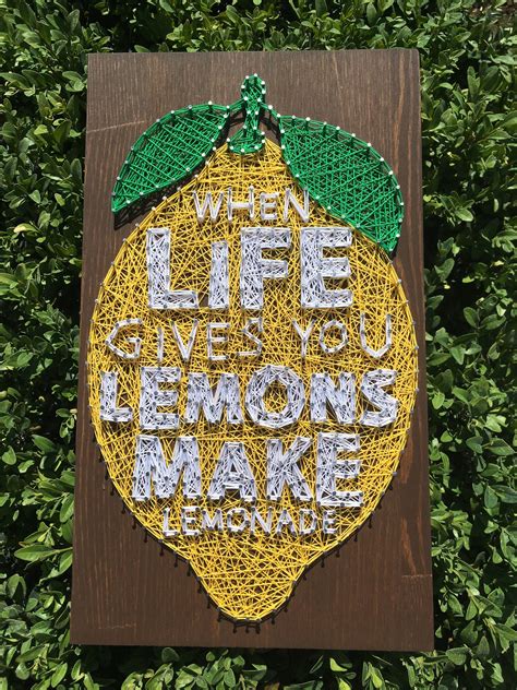 String Art Lemon/Lemon Wall Art/String Art Fruit/Nail and String Art/String Art/Lemon Wood ...
