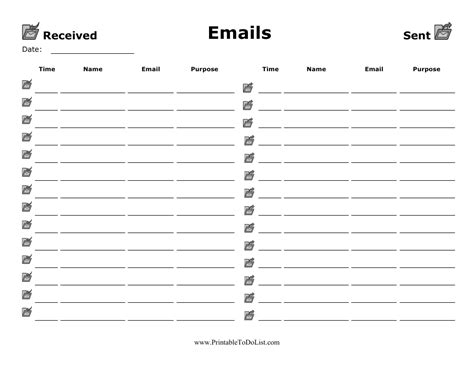 Incoming/Outgoing Email Log Template Download Printable PDF | Templateroller