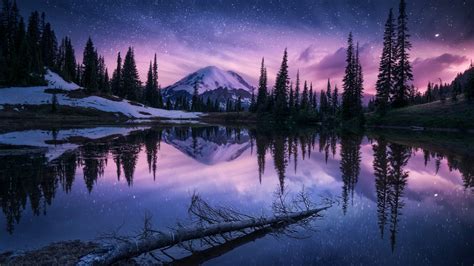 2560x1440 Lake Nature Night Reflection 1440P Resolution HD 4k Wallpapers, Images, Backgrounds ...