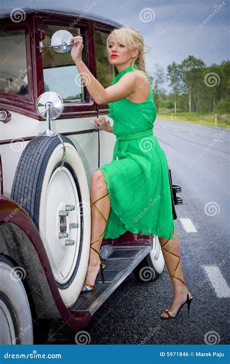 Woman and vintage car stock photo. Image of glamorous - 5971846