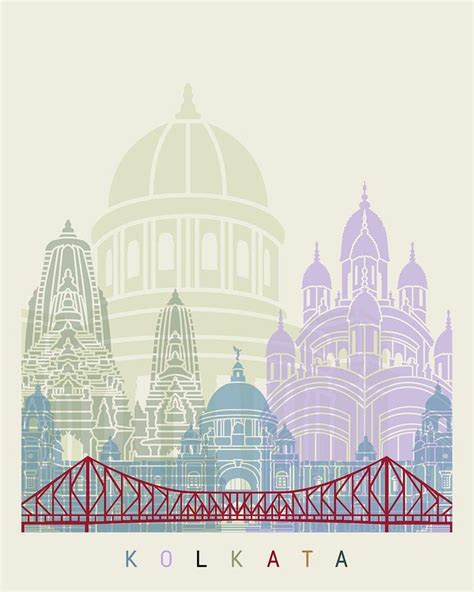 Kolkata skyline poster Fine Art Print Landmarks skyline | Etsy City ...