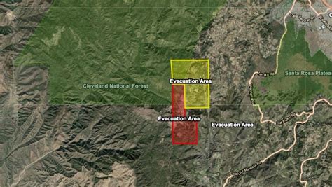 This map shows Chaparral fire evacuation areas in Riverside County ...