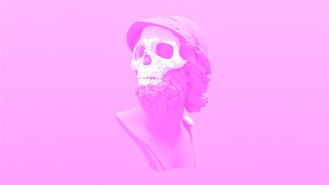 HD wallpaper: Pink, skeleton, skull, vaporwave | Pink skull wallpaper ...