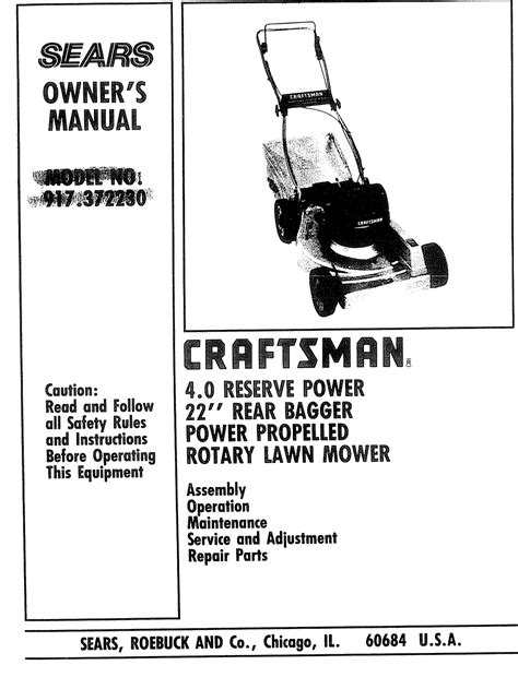 Craftsman 917372230 User Manual 22 ROTARY LAWN MOWER Manuals And Guides L0810052