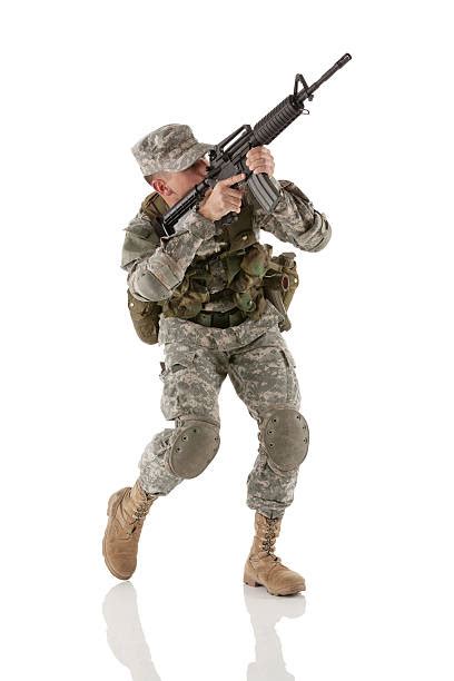 Soldier With Sniper Rifle Aiming Isolated On White Stock Photos, Pictures & Royalty-Free Images ...