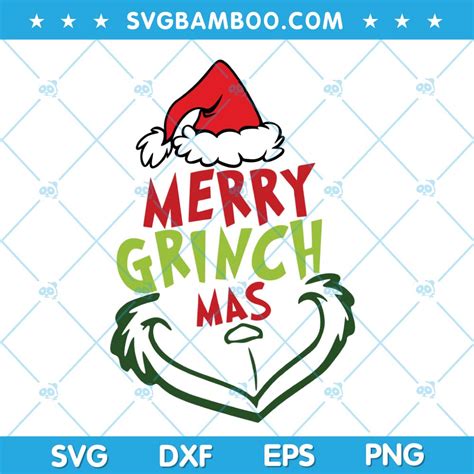 Merry Grinch Mas SVG, Grinch Face Merry Christmas SVG