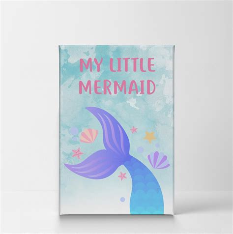 My Little Mermaid Quote Wall Decor Watercolor Paint Background | Etsy