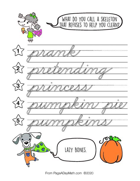 100 HAPPY HALLOWEEN Words Cursive Handwriting Book – Page A Day Math