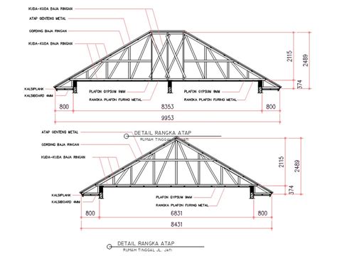 Truss Roof Section Drawing DWG File - Cadbull