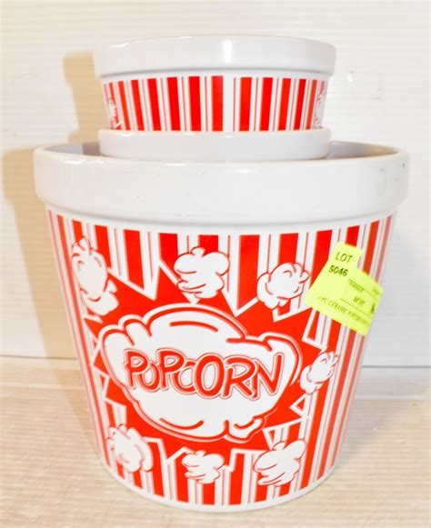 5 PC CERAMIC POPCORN BOWL SET