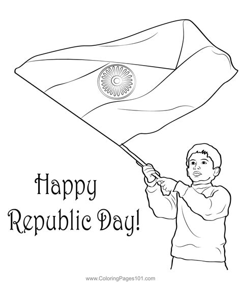 26 January Indian Republic Day Coloring Page for Kids - Free Republic ...