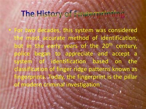 History of fingerprinting