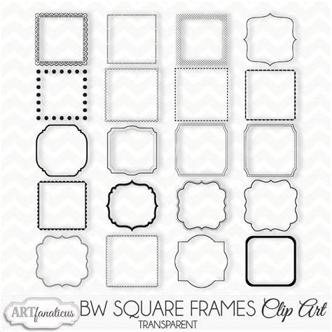 Clipart black SQUARE FRAMES Clipart 20 Frames/labels, Overlays, Belly Belt, Photographers ...