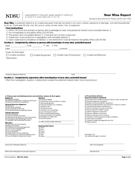 2025 Near Miss Reporting Form - Fillable, Printable PDF & Forms | Handypdf