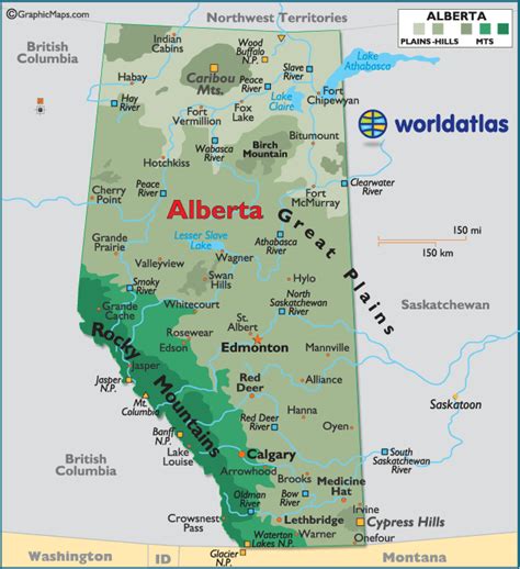 Alberta Canada Large Color Map