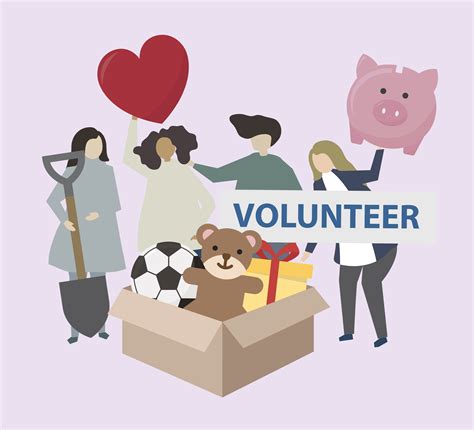 Volunteers with charity icons illustration - Download Free Vectors, Clipart Graphics & Vector Art