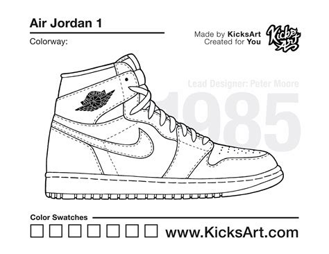 Air Jordan 1 Coloring Pages Sneaker Coloring Pages: Created by KicksArt ...