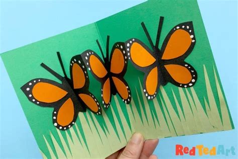 Easy Pop Up Butterfly Card - Red Ted Art - Kids Crafts