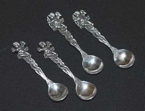 Antique: Four Sterling Silver Salt Spoons with Cherubs from ...