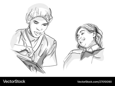 Doctor and patient sketch storyboard detailed Vector Image