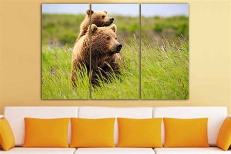 Bear canvas Bear art Bear print Animal decor Little Bear Mama | Etsy