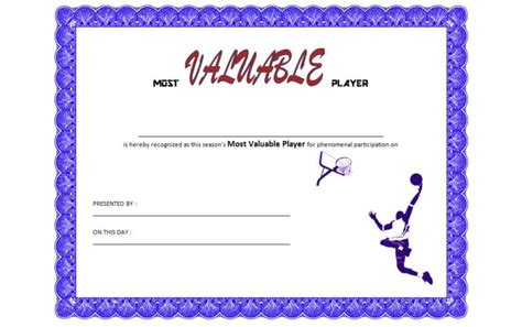 Basketball MVP Certificate Template 8 | Paddle Templates