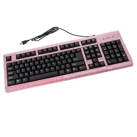 Crystal Case Pink Rhinestone USB Keyboard Bling Sparkle Office Computer ...