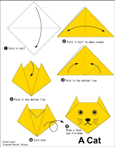 Origami Cat(face) - Easy Origami instructions For Kids