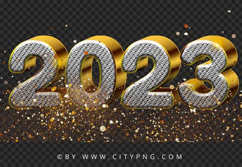 3D Gold 2023 With Glitter Effect | Citypng