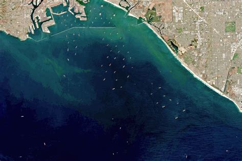 Satellite images of the traffic congestion at the ports of Los Angeles ...