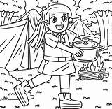 Camping Girl Scout Camper Coloring Page For Kids 35302028 Vector Art At  sketch template