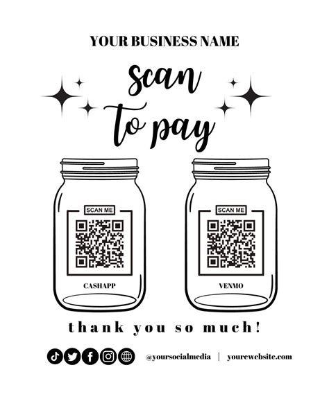 Editable Printable QR Code Sign Template Bundle8x10/virtual Tip Jar/scan to Pay/scan to Shop ...