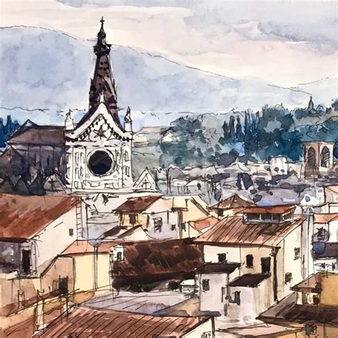 Florence Art Print Watercolor Painting European Landscape | Etsy