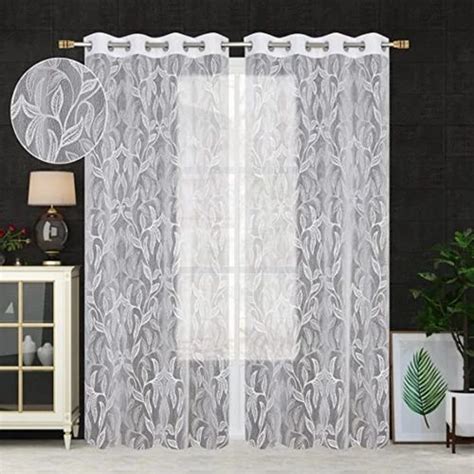 Rod Pocket White Printed Net Curtain Set, For Home at Rs 190/set in Panipat