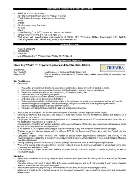 Resume_Lead Mechanical Engineer - Static Equipment and Package Units