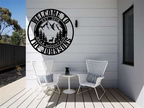 Personalized Cabin Deer in Mountain Camp Sign Welcome Custom Metal Sign ...