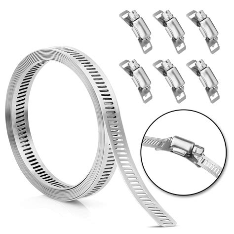 Buy Hose Clamp Stainless Steel DIY 7.9 FT Metal Strapping with Holes ...