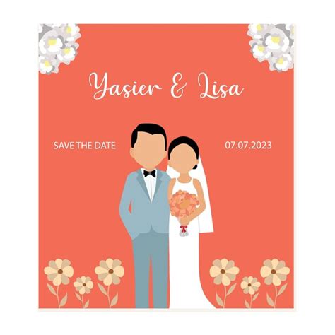 Premium Vector | Wedding invitation cards with cute couple Vector illustration