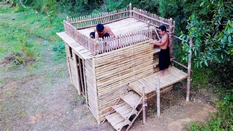 Building Wooden House by Primitive Skills - YouTube