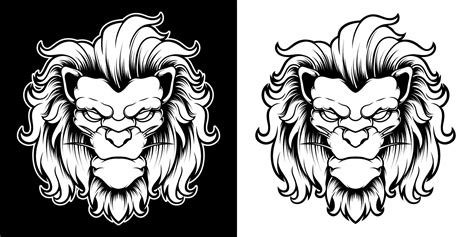 BLACK AND WHITE LION HEAD LOGO ILLUSTRATION 20609974 Vector Art at Vecteezy