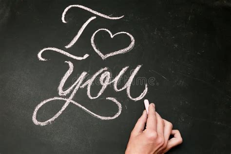 I Love You. Handwritten Message on a Chalkboard with Hand Stock Image - Image of celebration ...